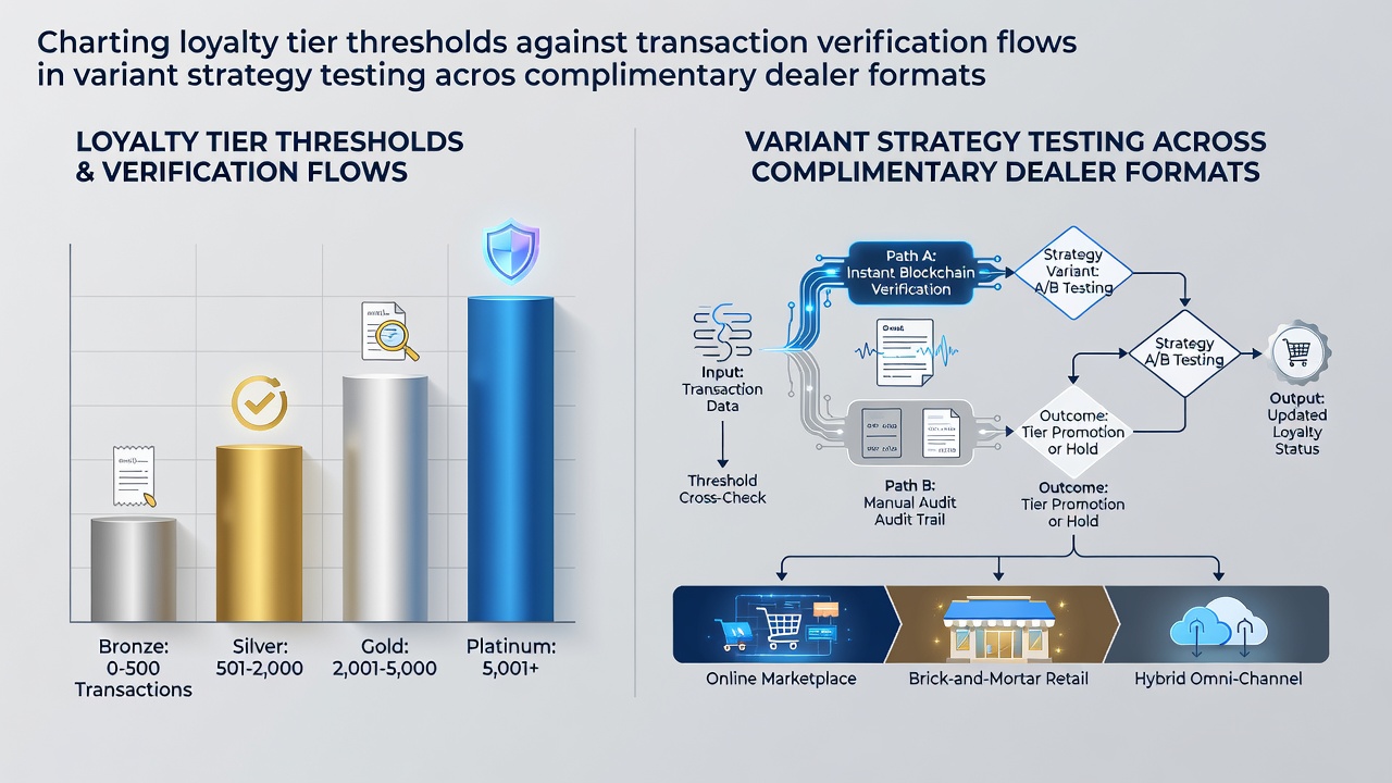 Chart displaying loyalty tier thresholds mapped to transaction verification processes in blackjack variant testing