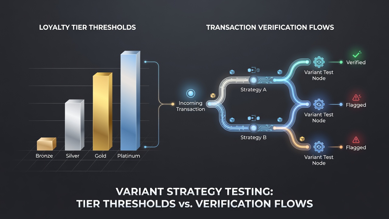 Flow diagram illustrating transaction verification steps for different loyalty tiers in free blackjack variants