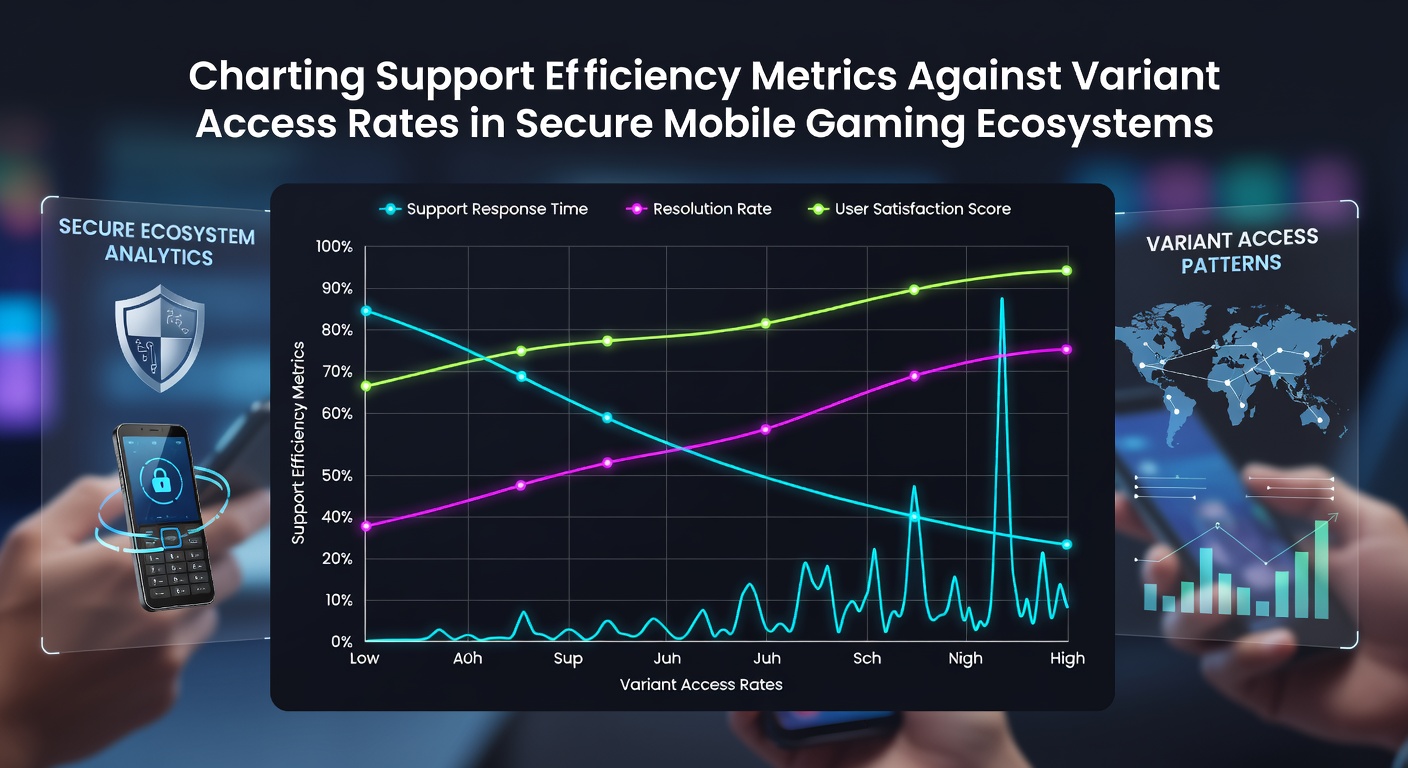 Dashboard displaying support efficiency metrics alongside variant access rates in a secure mobile gaming environment