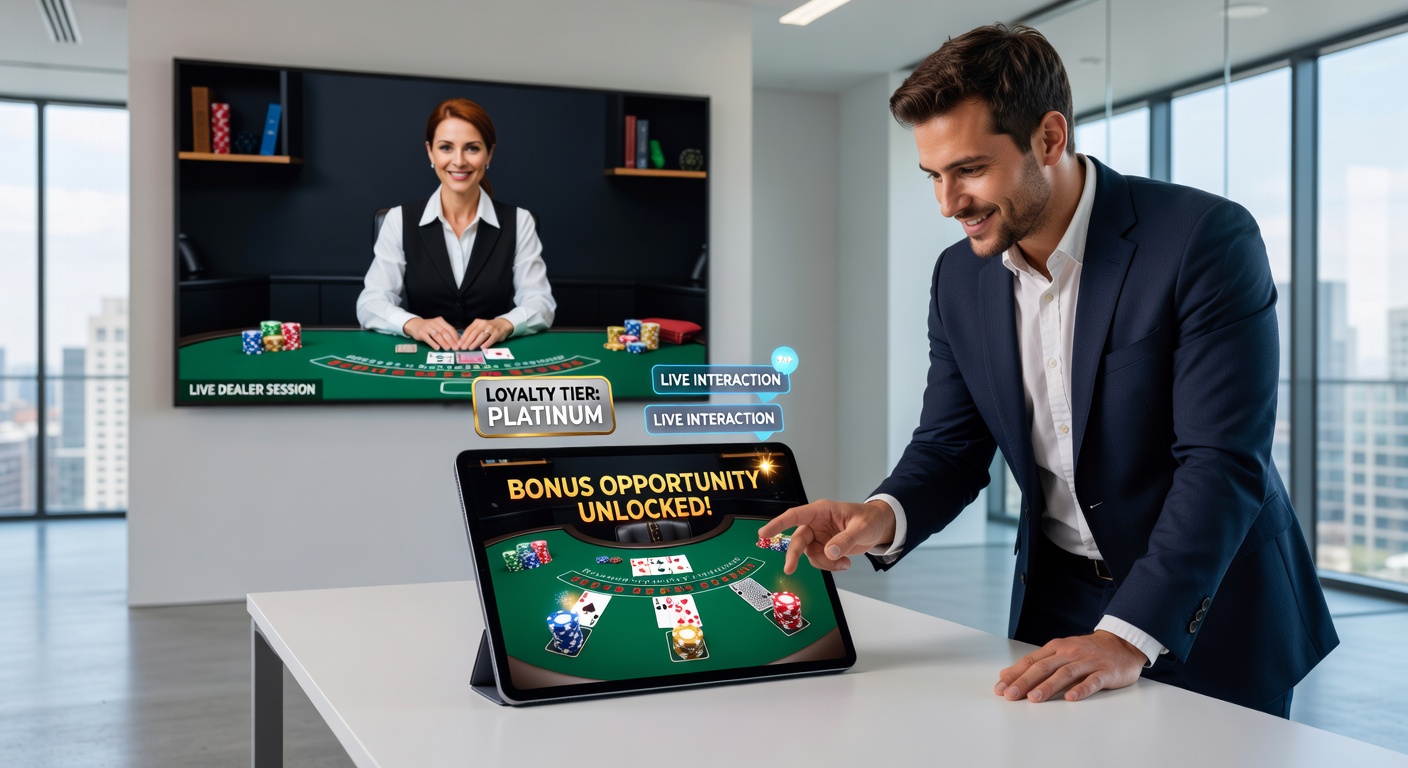Mobile blackjack player engaging with a live dealer interface while checking loyalty rewards on a smartphone