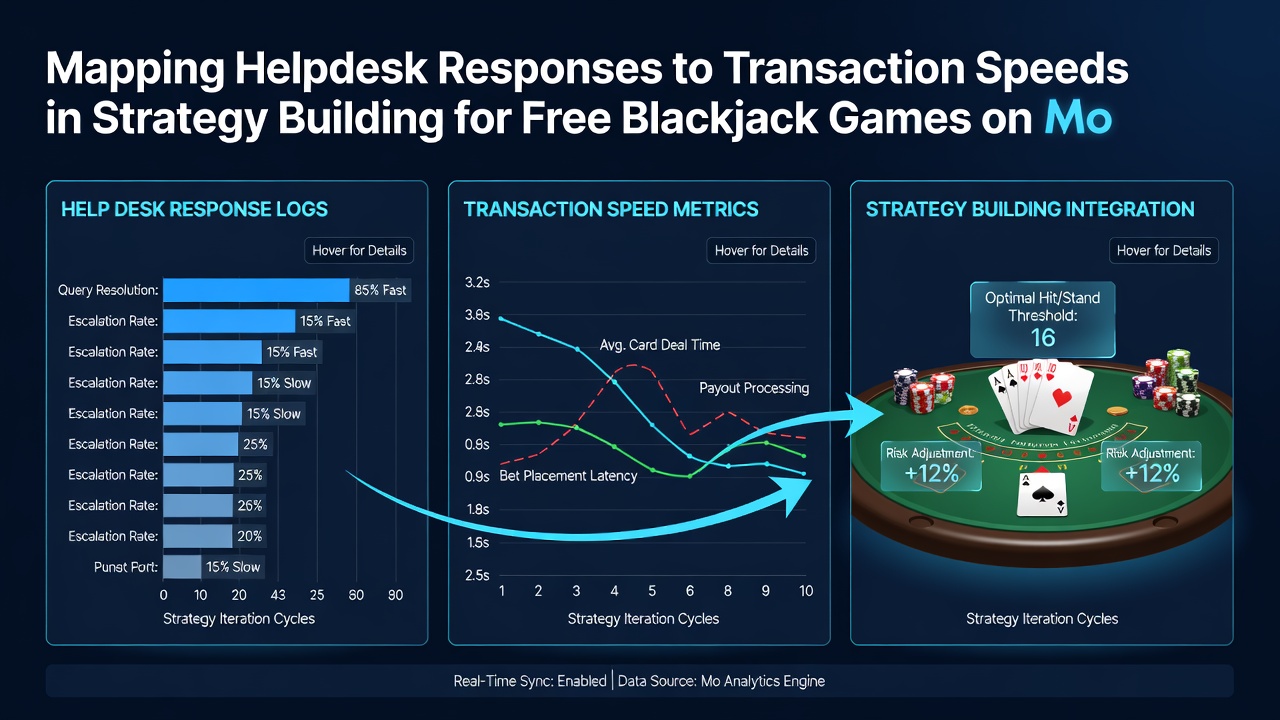 Analytics dashboard showing mapped data points between helpdesk response times and mobile transaction speeds for blackjack strategy sessions