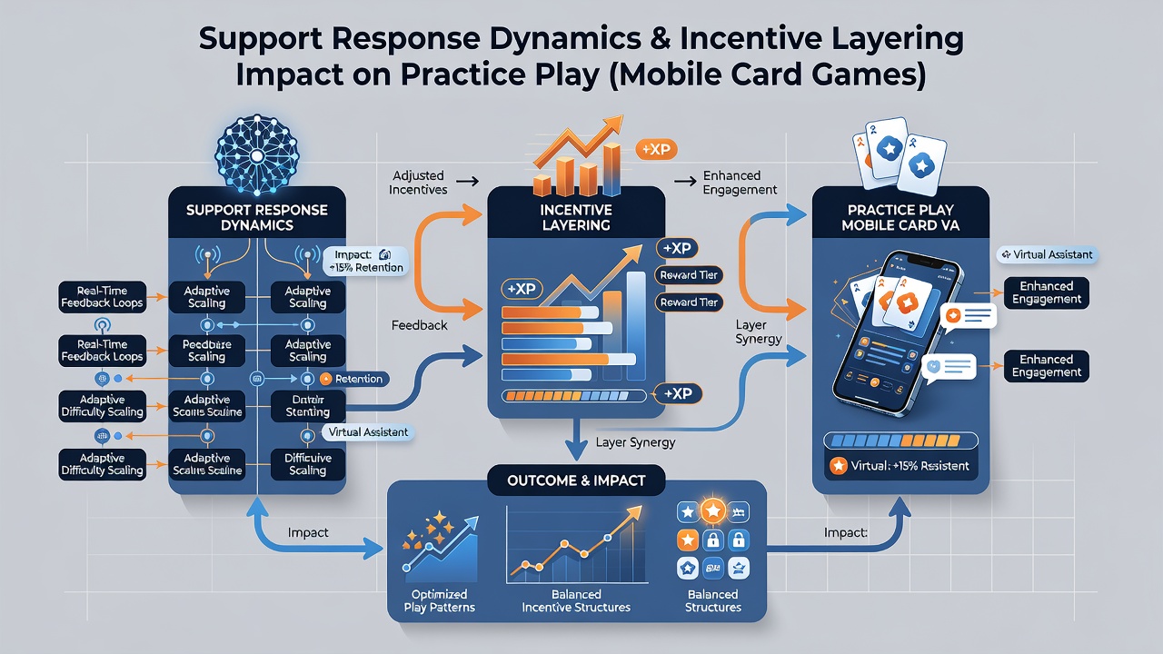 Mobile device screen illustrating layered incentives during practice card game sessions with support chat overlay