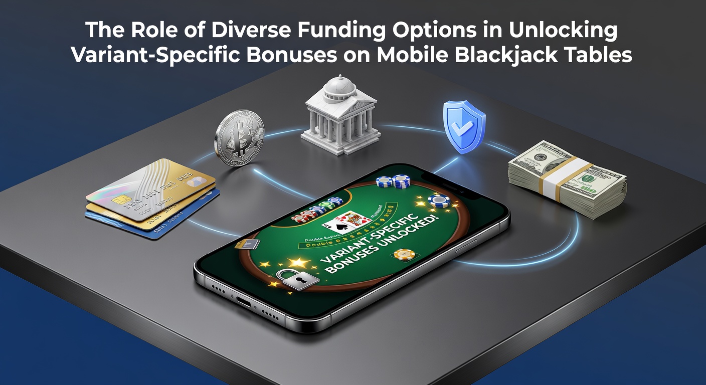 Mobile blackjack interface displaying multiple deposit methods and variant-specific bonus indicators on a smartphone screen
