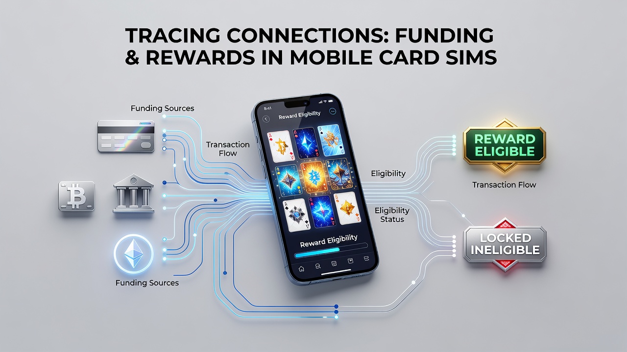 Mobile device displaying simulated card game interface with funding and reward indicators