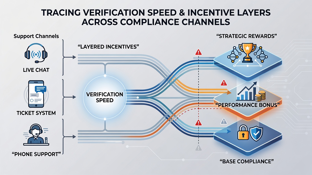 Support dashboard metrics showing verification speed intersections with mobile incentive layers in variant sessions